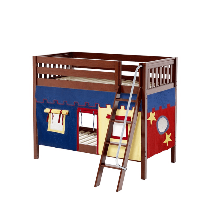 Maxtrix Twin Medium Bunk Bed with Angled Ladder + Curtain