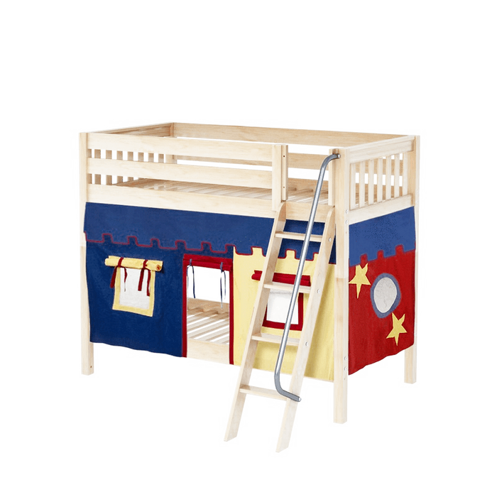 Maxtrix Twin Medium Bunk Bed with Angled Ladder + Curtain