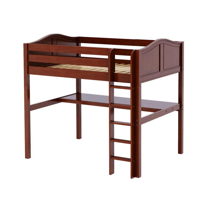 Maxtrix Full High Loft Bed with Straight Ladder + Desk