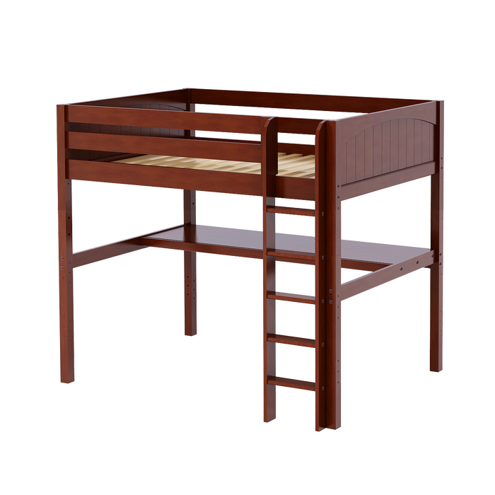 Maxtrix Full High Loft Bed with Straight Ladder + Desk