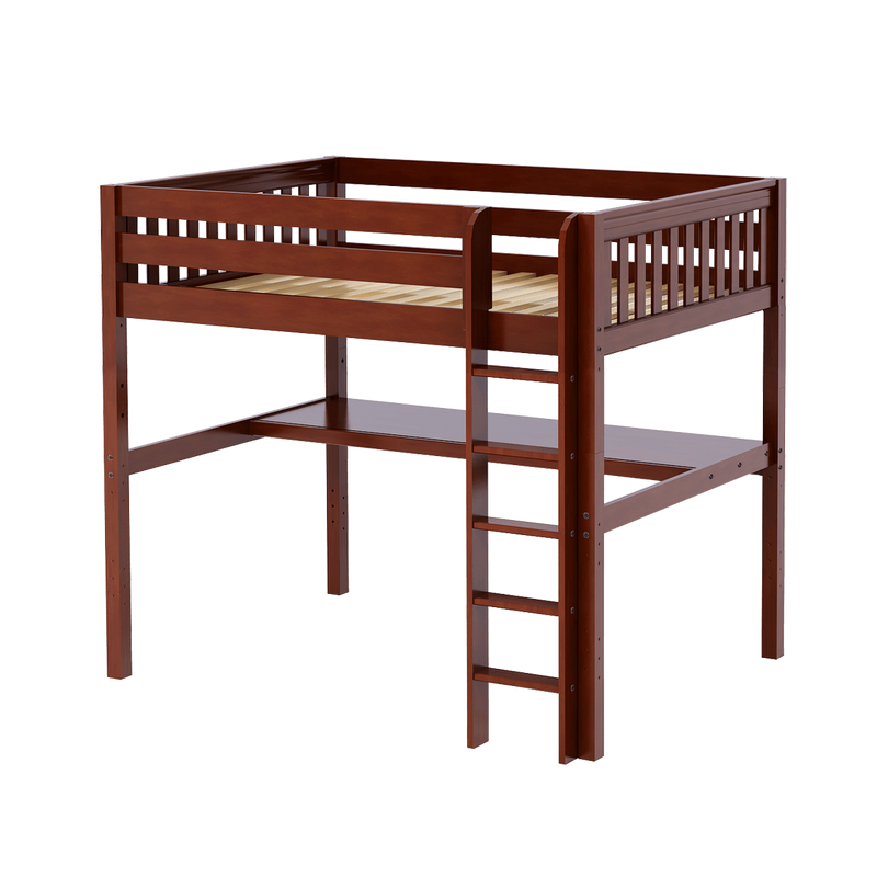 Maxtrix Full High Loft Bed with Straight Ladder + Desk