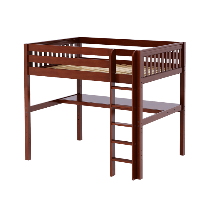 Maxtrix Full High Loft Bed with Straight Ladder + Desk