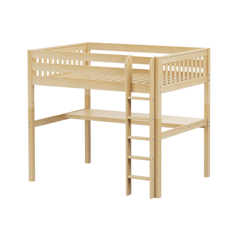 Maxtrix Full High Loft Bed with Straight Ladder + Desk