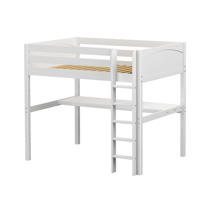 Maxtrix Full High Loft Bed with Straight Ladder + Desk