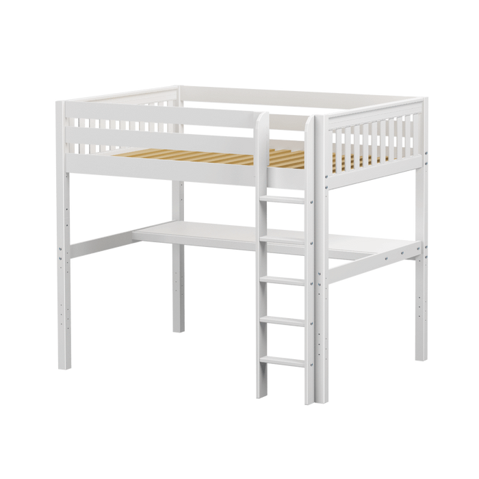 Maxtrix Full High Loft Bed with Straight Ladder + Desk