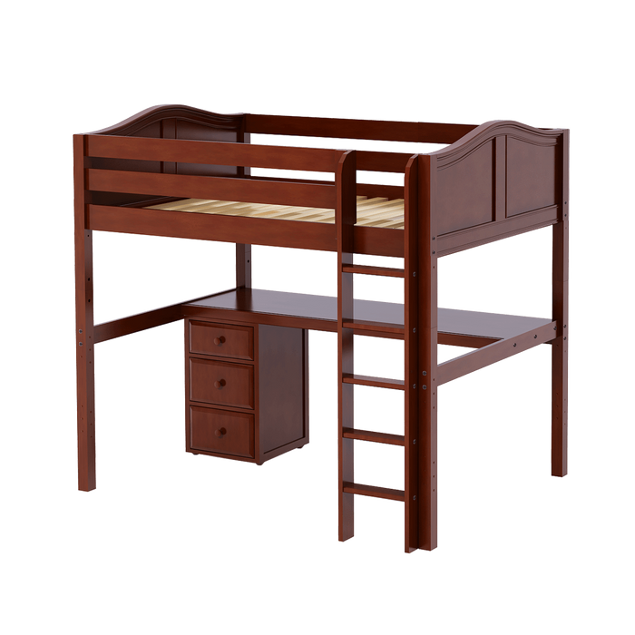 Maxtrix Full High Loft Bed with Straight Ladder + Desk