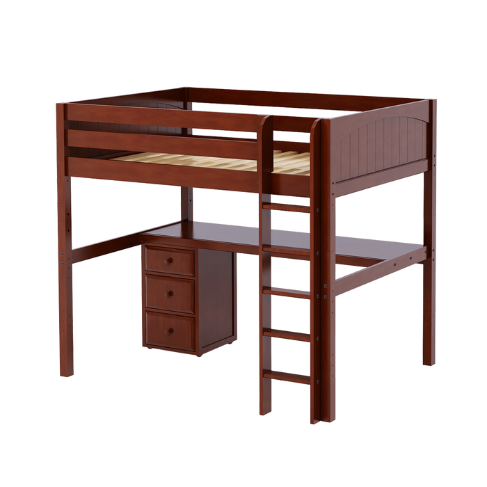 Maxtrix Full High Loft Bed with Straight Ladder + Desk