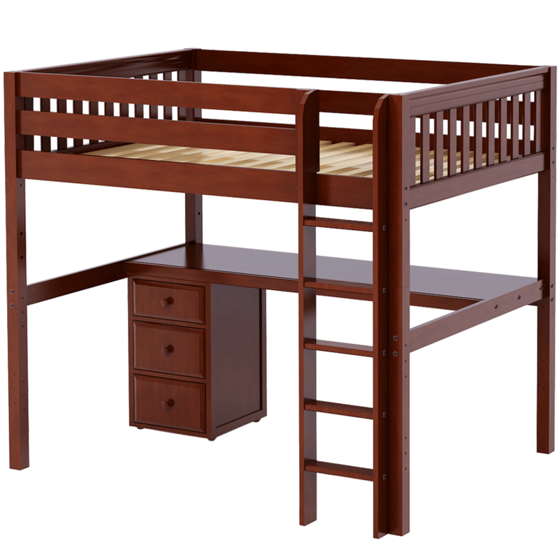 Maxtrix Full XL High Loft Bed with Straight Ladder + Desk