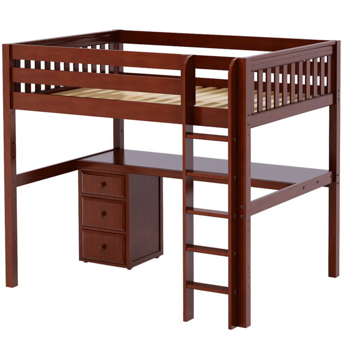 Maxtrix Full XL High Loft Bed with Straight Ladder + Desk