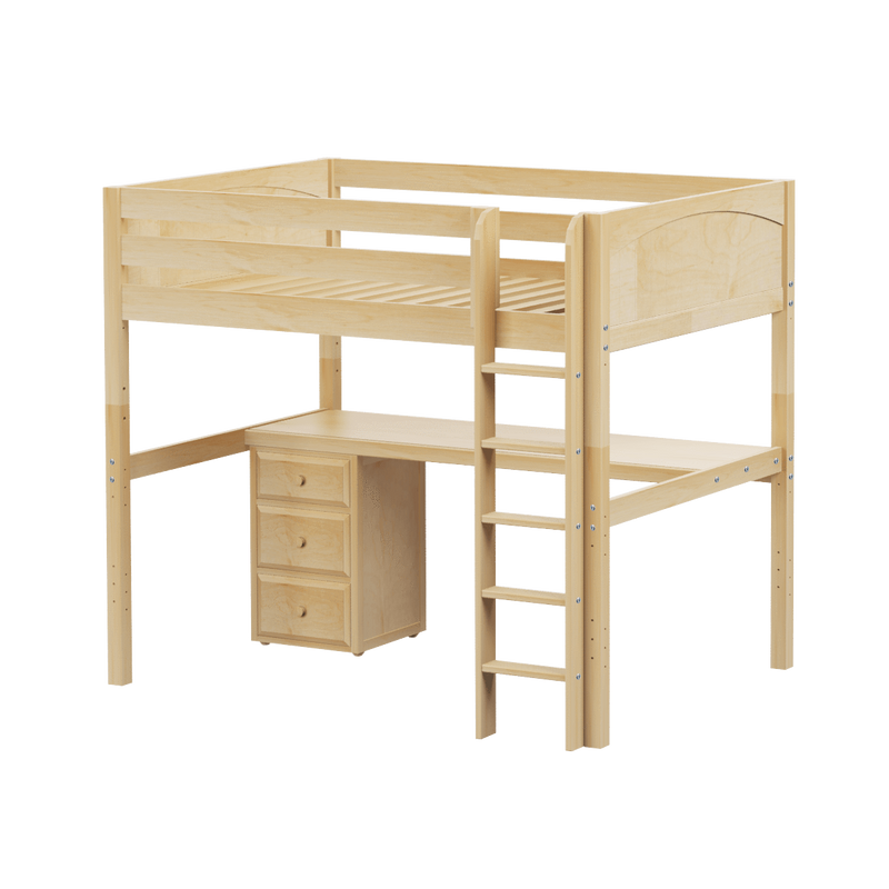 Maxtrix Full High Loft Bed with Straight Ladder + Desk