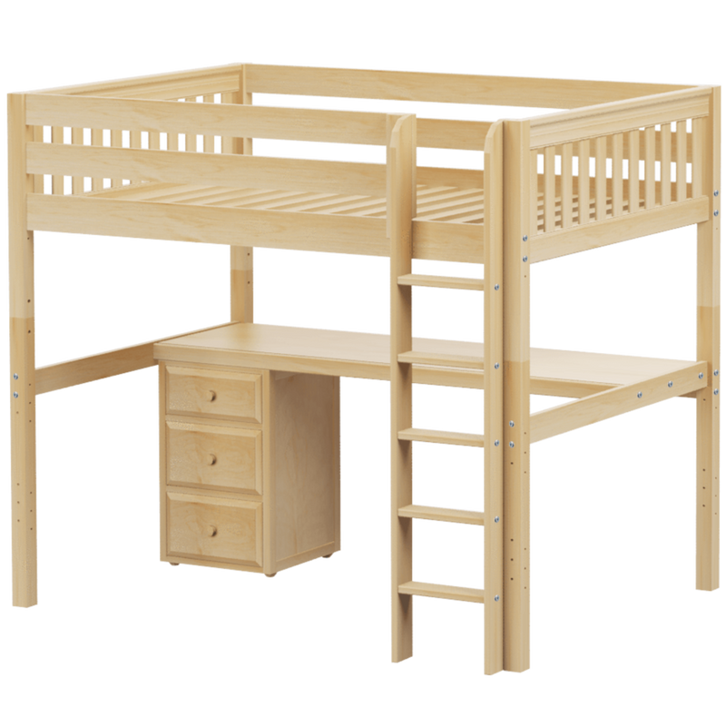 Maxtrix Full XL High Loft Bed with Straight Ladder + Desk