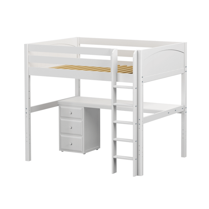 Maxtrix Full High Loft Bed with Straight Ladder + Desk