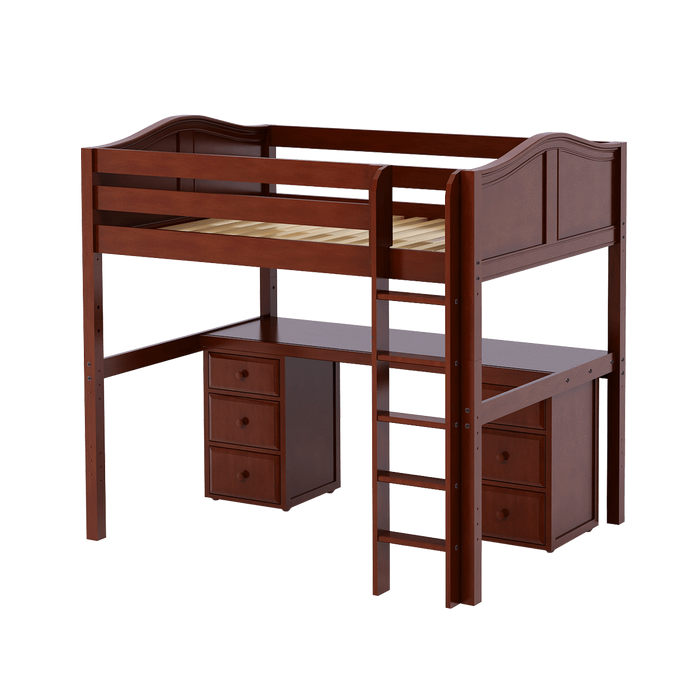Maxtrix Full High Loft Bed with Straight Ladder + Desk