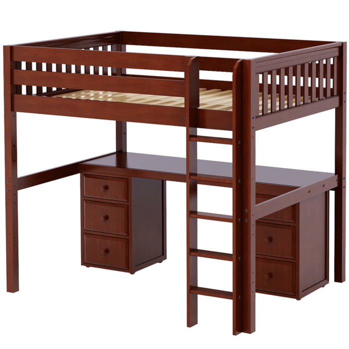 Maxtrix Full XL High Loft Bed with Straight Ladder + Desk