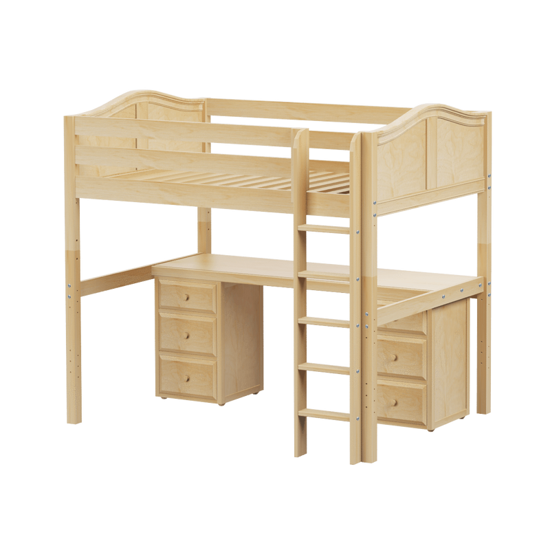 Maxtrix Full High Loft Bed with Straight Ladder + Desk