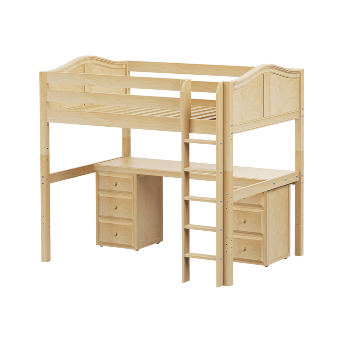 Maxtrix Full High Loft Bed with Straight Ladder + Desk