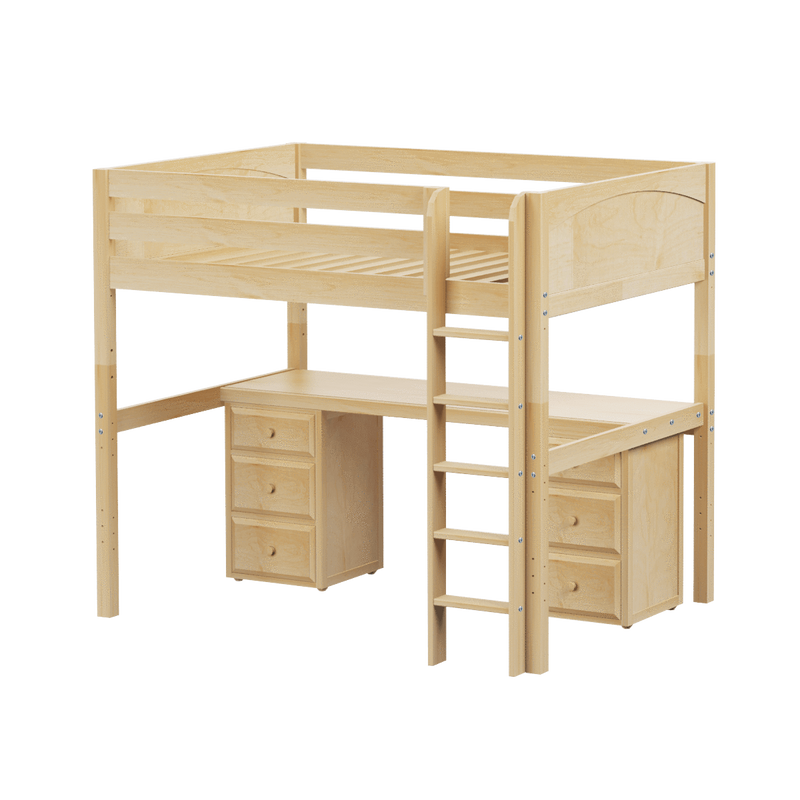 Maxtrix Full High Loft Bed with Straight Ladder + Desk