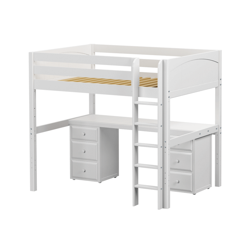 Maxtrix Full High Loft Bed with Straight Ladder + Desk