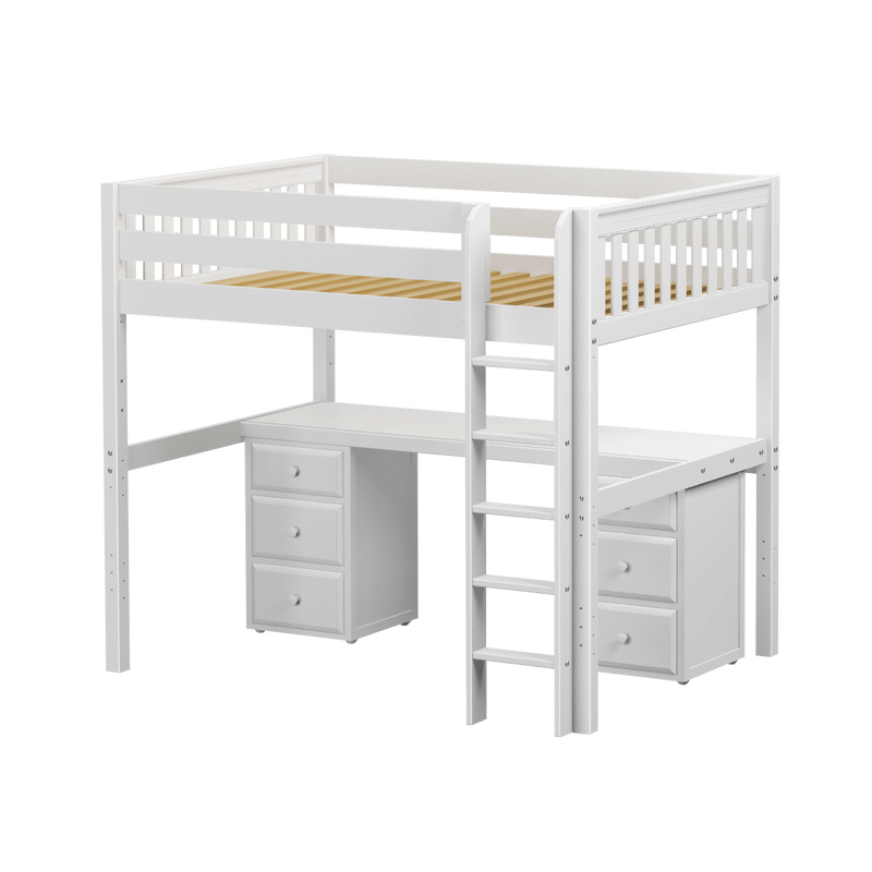 Maxtrix Full High Loft Bed with Straight Ladder + Desk