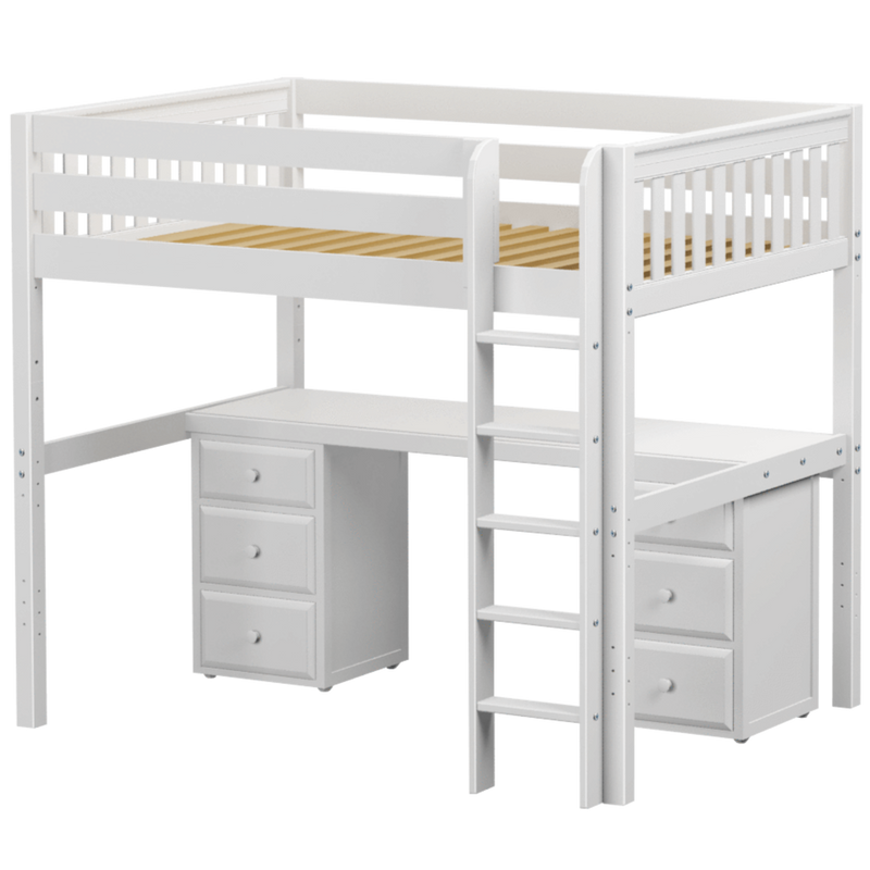 Maxtrix Full XL High Loft Bed with Straight Ladder + Desk
