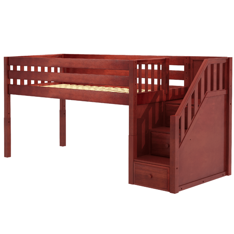Maxtrix Twin XL Low Loft Bed with Stairs