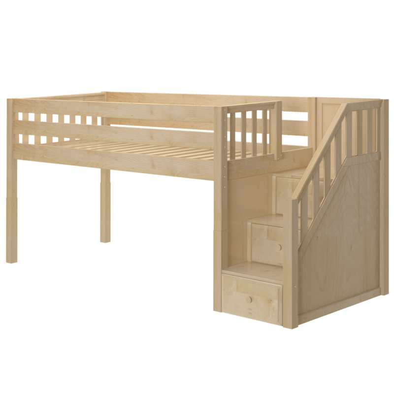 Maxtrix Twin XL Low Loft Bed with Stairs