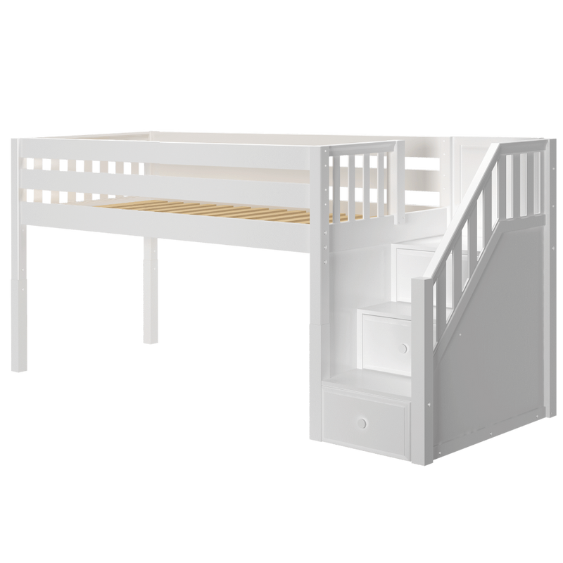Maxtrix Twin XL Low Loft Bed with Stairs