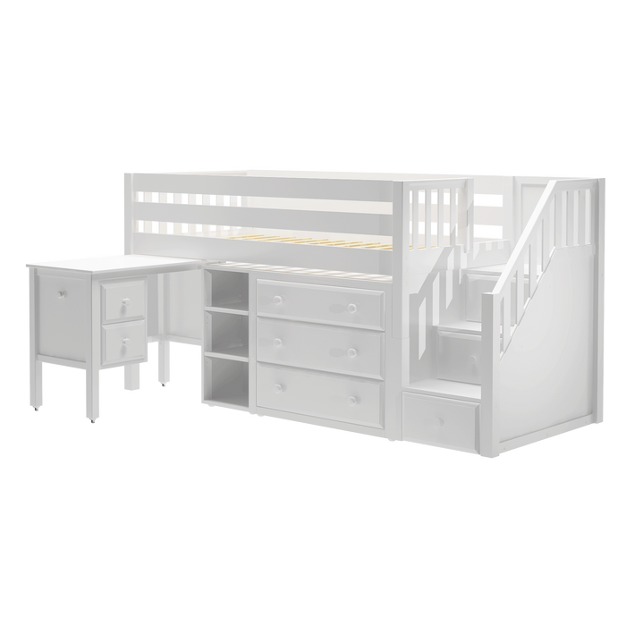 Maxtrix Twin Low Loft Bed with Stairs, Storage + Desk