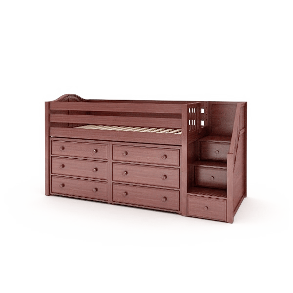 Maxtrix Twin Low Loft Bed with Stairs + Storage