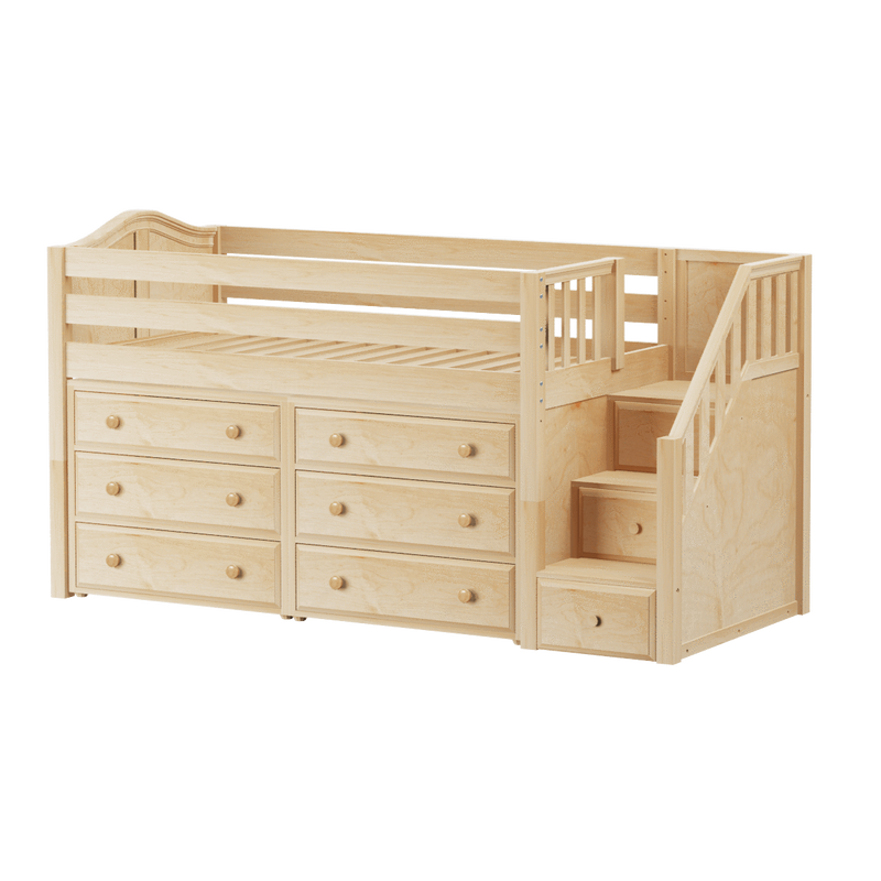 Maxtrix Twin Low Loft Bed with Stairs + Storage