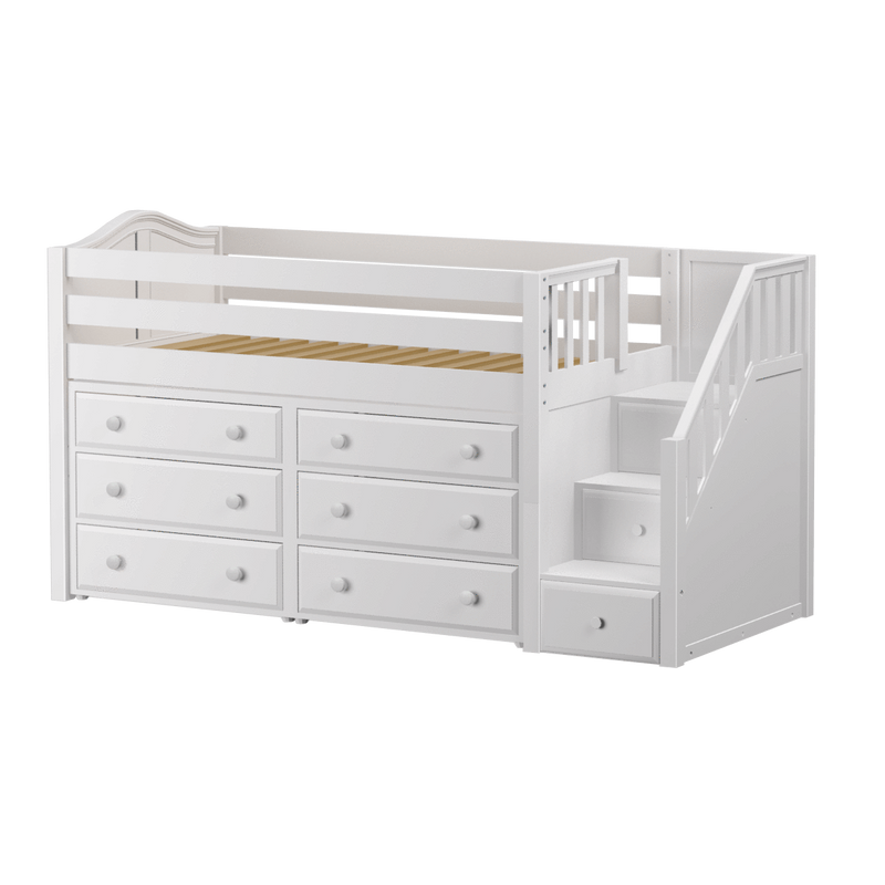 Maxtrix Twin Low Loft Bed with Stairs + Storage