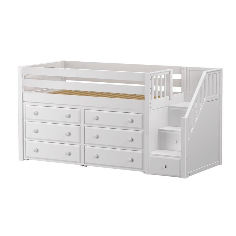 Maxtrix Twin Low Loft Bed with Stairs + Storage