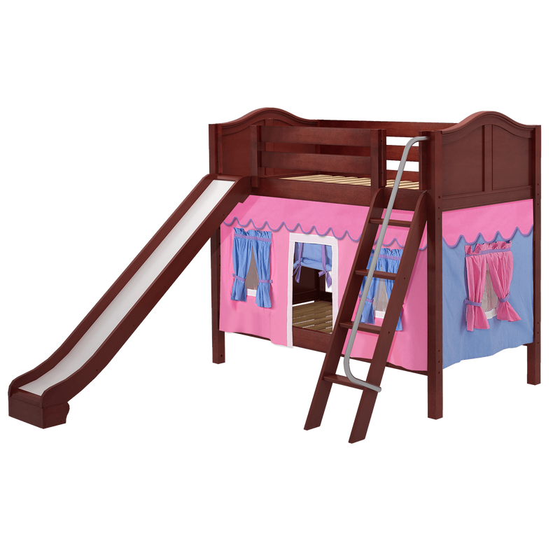 Maxtrix Twin Medium Bunk Bed with Angled Ladder, Curtain + Slide