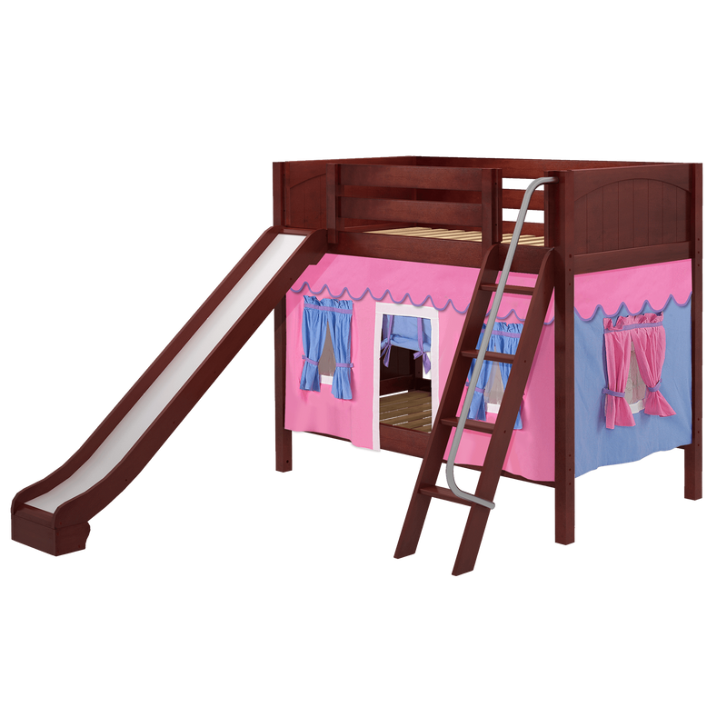 Maxtrix Twin Medium Bunk Bed with Angled Ladder, Curtain + Slide