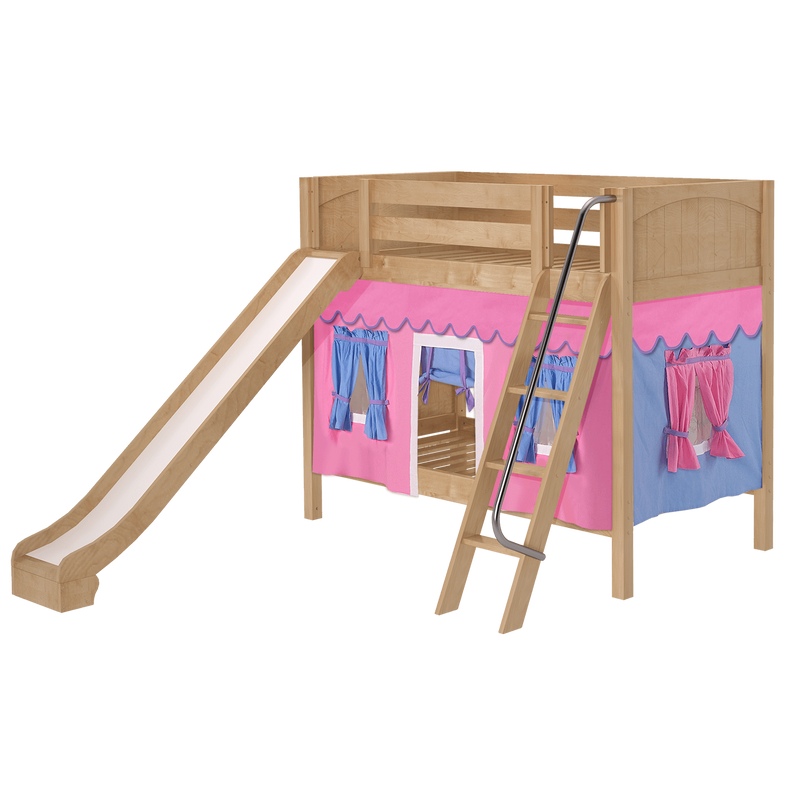 Maxtrix Twin Medium Bunk Bed with Angled Ladder, Curtain + Slide
