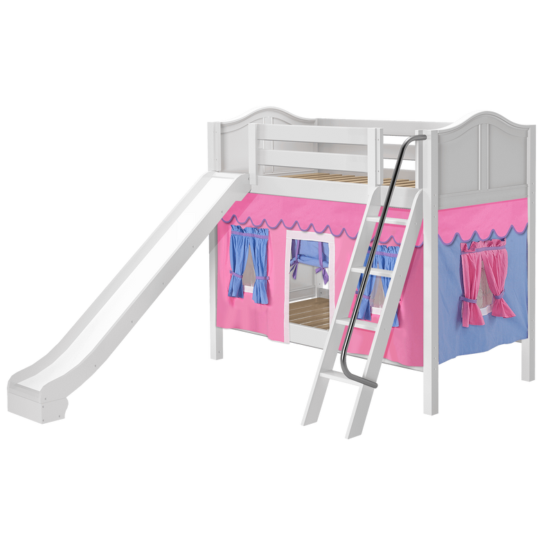Maxtrix Twin Medium Bunk Bed with Angled Ladder, Curtain + Slide