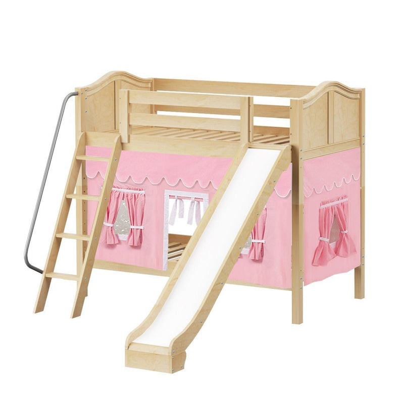 Maxtrix Twin Medium Bunk Bed with Angled Ladder, Curtain + Slide