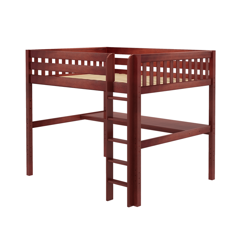 Maxtrix Queen High Loft Bed with Straight Ladder + Desk