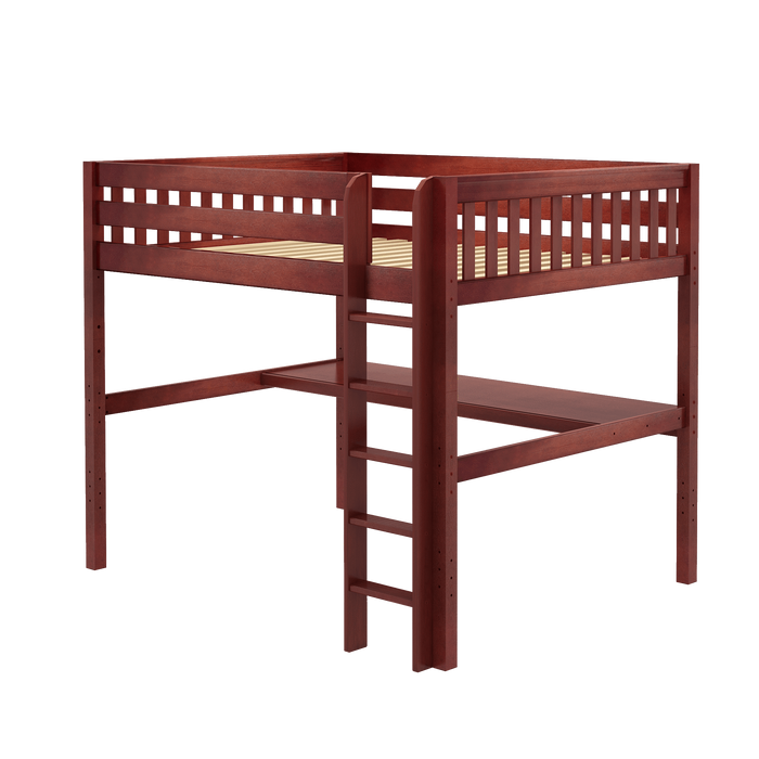 Maxtrix Queen High Loft Bed with Straight Ladder + Desk