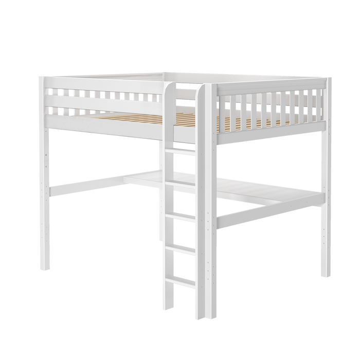 Maxtrix Queen High Loft Bed with Straight Ladder + Desk