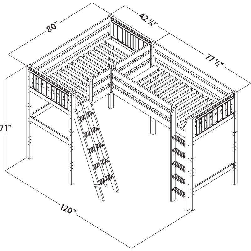 Maxtrix Twin High Corner Loft Bed