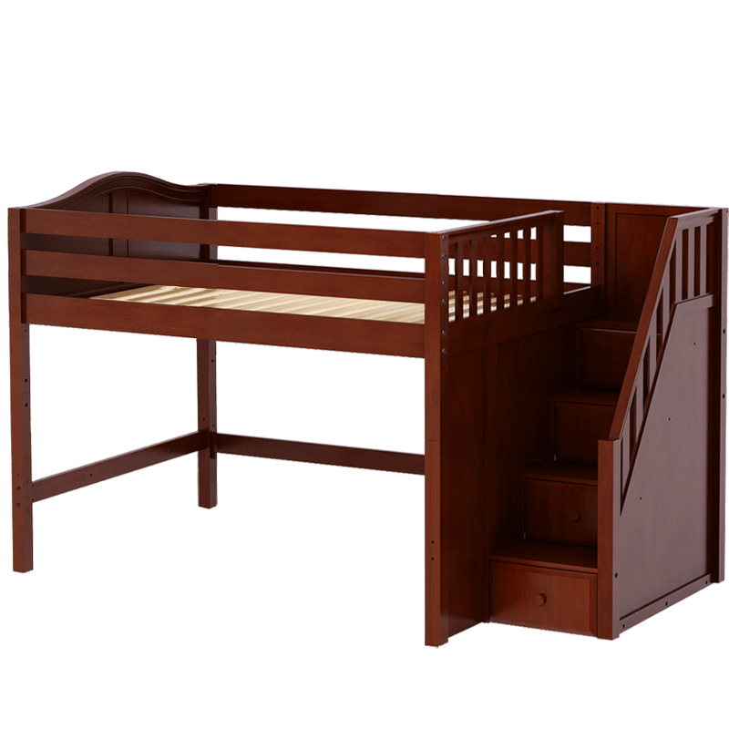 Maxtrix Full Mid Loft Bed with Stairs