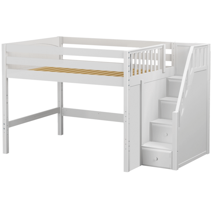 Maxtrix Full Mid Loft Bed with Stairs