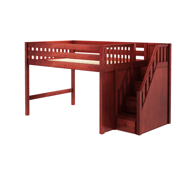 Maxtrix Full XL Mid Loft Bed with Stairs