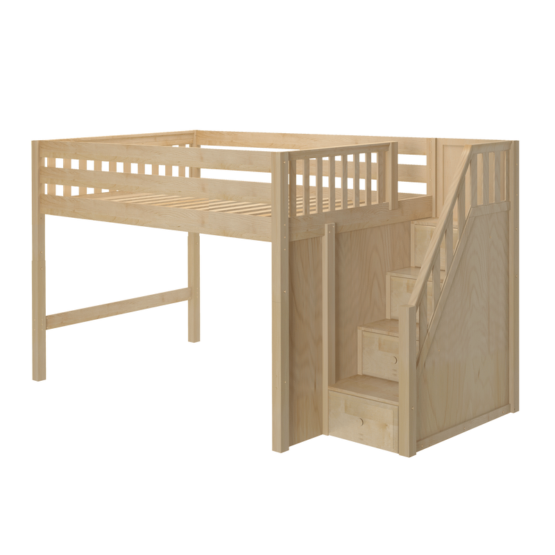 Maxtrix Full XL Mid Loft Bed with Stairs