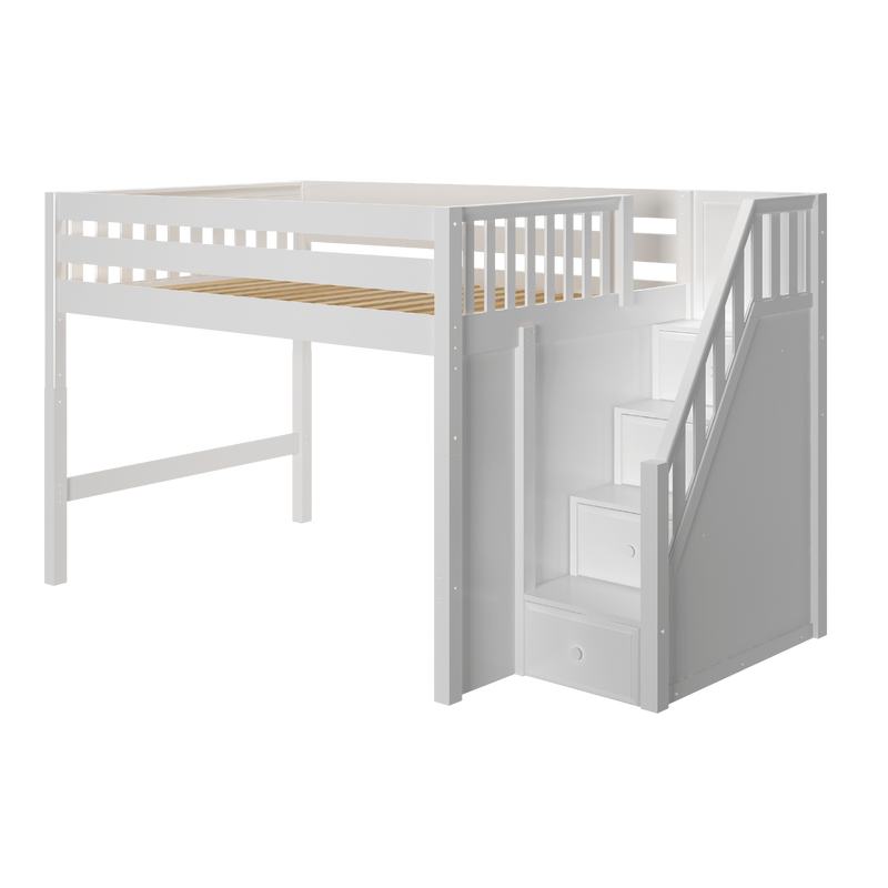 Maxtrix Full XL Mid Loft Bed with Stairs