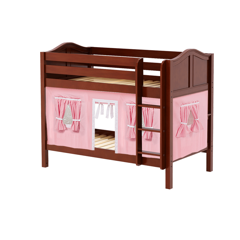 Maxtrix Twin Low Bunk Bed with Angled Ladder + Curtain