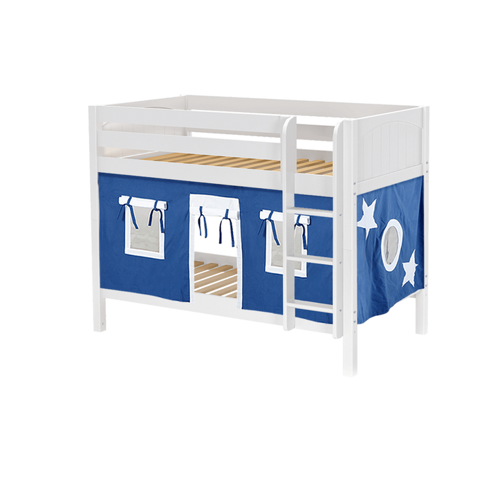 Maxtrix Twin Low Bunk Bed with Straight Ladder + Curtain