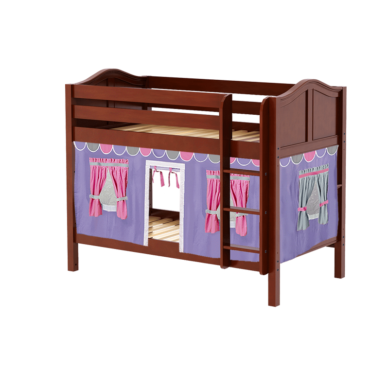 Maxtrix Twin Low Bunk Bed with Straight Ladder + Curtain