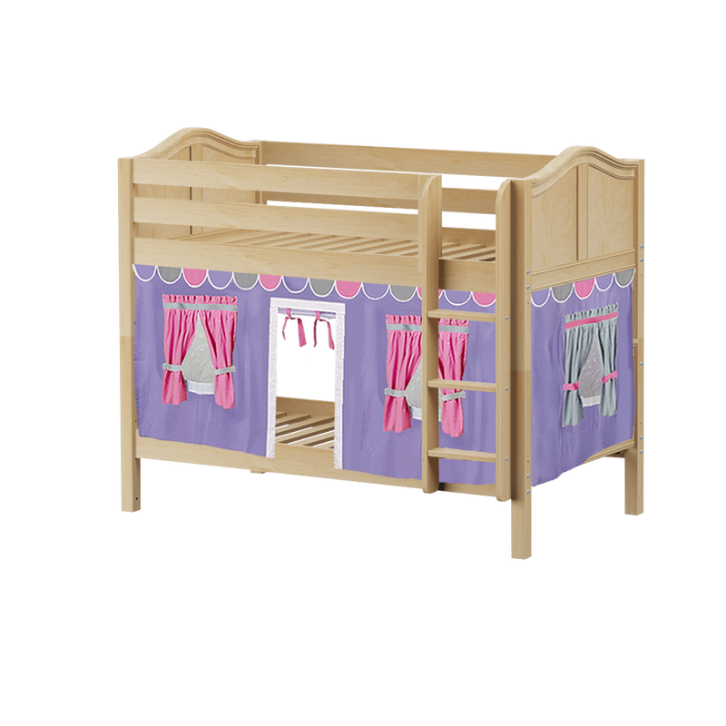 Maxtrix Twin Low Bunk Bed with Straight Ladder + Curtain